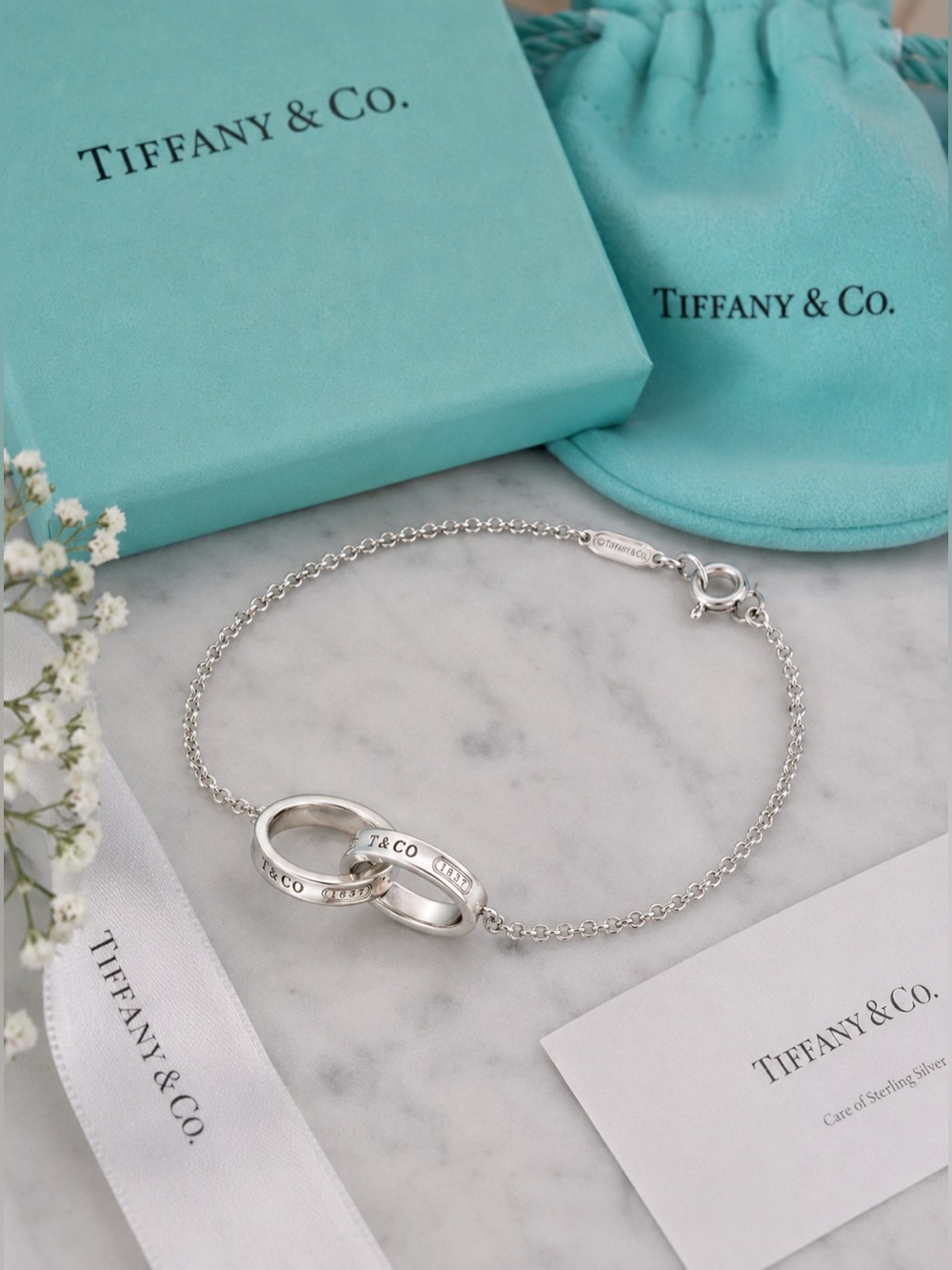 Authenticated Tiffany & Co 1837 Interlocking Circles Bracelet Sterling Silver 6”